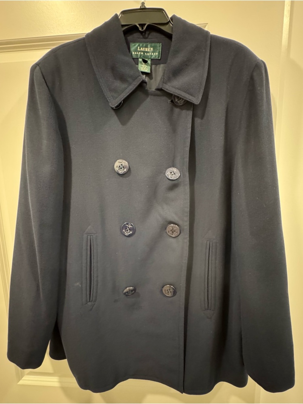 Lauren Ralph Lauren Navy Double-Breasted Peacoat - Picture 2 of 8